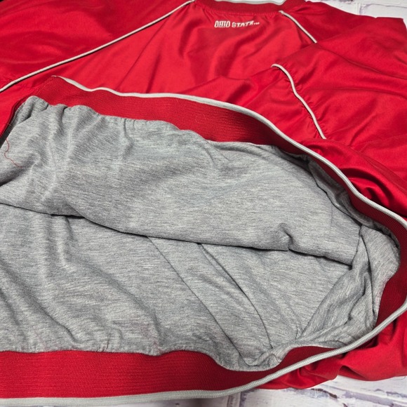 Ohio State Buckeyes Red Pullover Windbreaker Jacket Mens XL V-Neck Insulated - Picture 8 of 12
